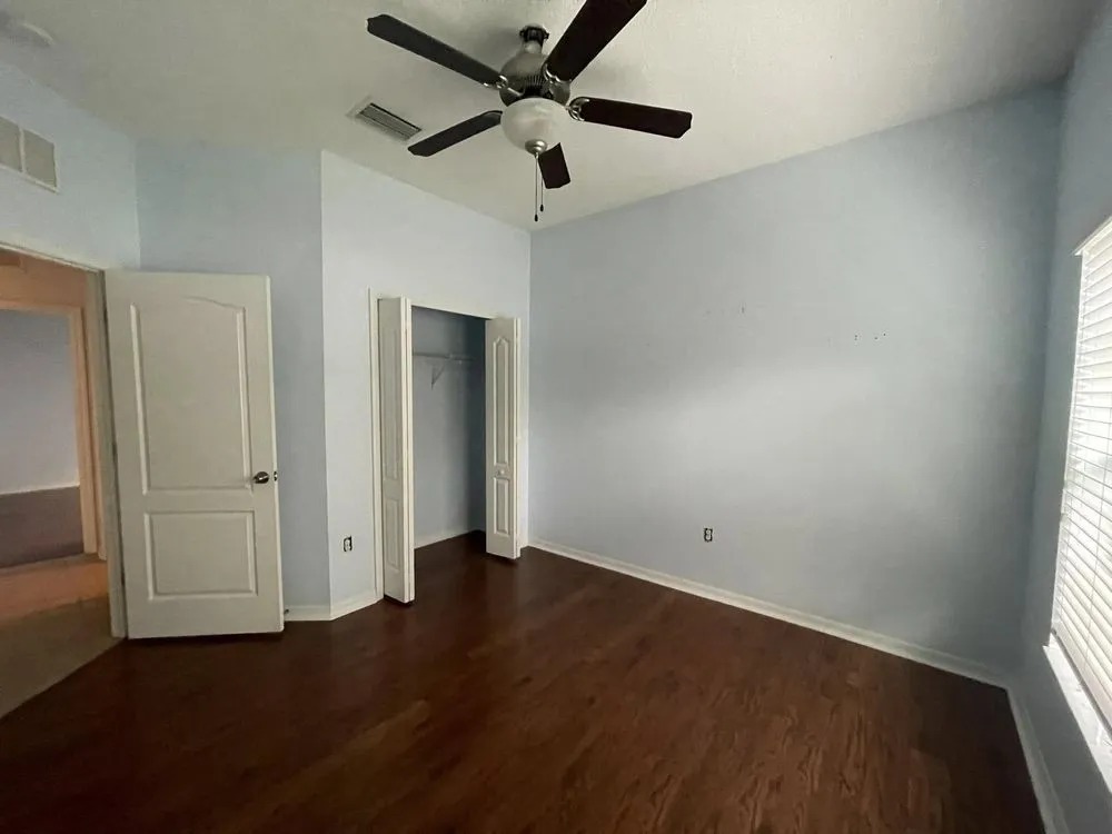 Bedroom painted a soft light blue
